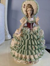 XLarge Vintage German Original Dresden Lace Karl Klette Porcelain  Figurine 11"