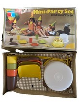 1980 Vintage Tupperware Toys 10 pc Mini Party Set w/box Never Used w/HTF Server