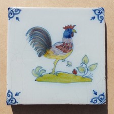 RARE AUTHENTIC ANTIQUE 17th CENTURY HAND PAINTED POLYCHROME DUTCH DELFT TILE #12