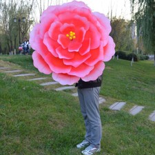 3D Flower Design Silk Peony Floral Parasol Bamboo Umbrellas Party Show Cosplay 