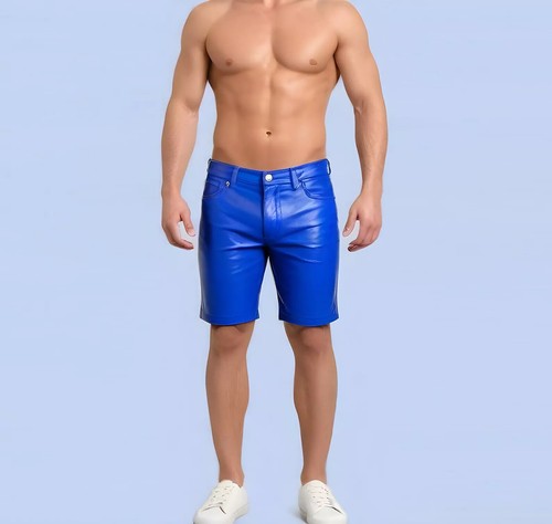 Short cuir bleu neuf - short, pour