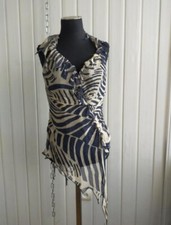 Tank blouse  silk open back asymmetrical cut Linea Raffaelli b : 40 (M/L)