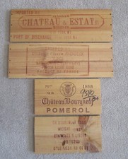 Vtg 1988 Chateau Bourgneuf Pomerol Wood Wine Box Panels France New York Lot of 4