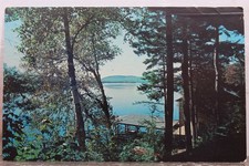 New York NY Blue Mountain lake Hemlock Hall Motel Cottages Birch Knoll Postcard