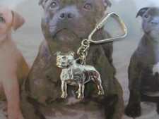 Amstaff Dog 925 Silver Keychain - Craftsman Made