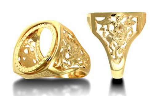 Bague carrée demi souverain - bague, demi-souverain