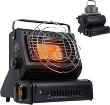 Chauffage gaz portable 2 en 1 camping - réchaud butane céramique sans cartouches