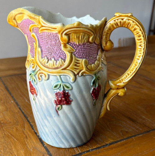 Pichet barbotine art nouveau - pichet, barbotine,