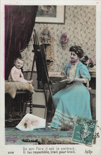 Femme peintre chevalet bebe - peintre,