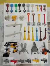 (4) Playmobil Outils  - Pelle, Tronçonneuse, Porte Voix, Entonnoir, ...