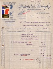 SAINT ETIENNE - INVOICE + VIGNETTE FORISSIER & BONNEFOY GALLIC CREAMER 1932