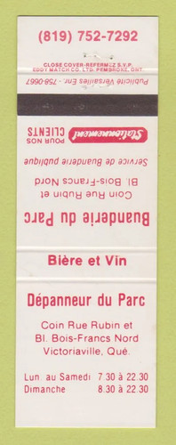 Matchbook cover depanneur - matchbook,