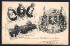 Old postcard Brussels, Gare du Nord, 75. Belgian Independence Anniversary, Portrait 