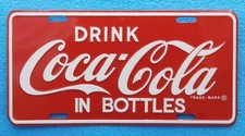 1960's Vintage Sheet Metal Advertising License Plate Coca-Cola USA