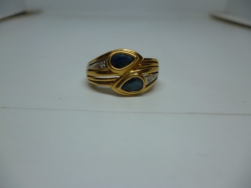 Bague saphirs en coeur - 18,