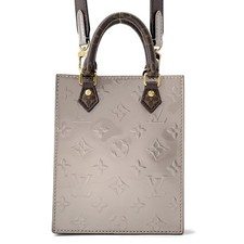 LOUIS VUITTON Petit Sac Plat Monogram Vernis Leather MetalicTaupe Grey/Gray ...
