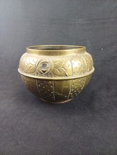 Cache pot en laiton art deco 1930 dinanderie ancienne belle époque fleurs