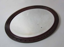 grand miroir ovale biseauté cadre en bois 65x51cm vintage