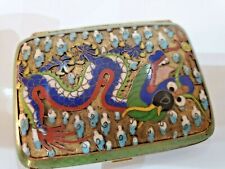Étui À Cigarettes En Émail Cloisonné Oriental Antique Multicolore Dragon 3 X 2"