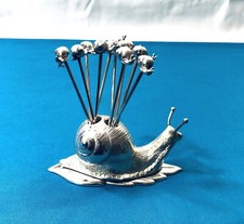 ART DECO silver bronze metal snail / cocktail spade holder signed BAUER