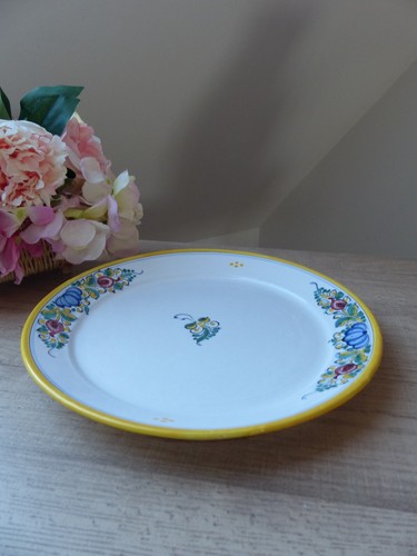 Assiette jaune grès décor - jaune,