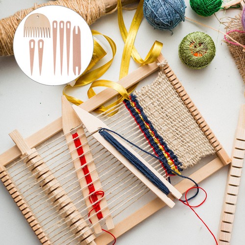 Beige wooden hand loom stick - beige,
