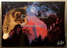 TETE A TETE CHAT MOUFLON LUNE MONTAGNE collage carte postale artwork postcard  