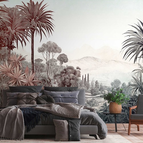 Papier peint avec paysage - papier,