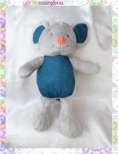 Doudou Peluche Souris Gris Et