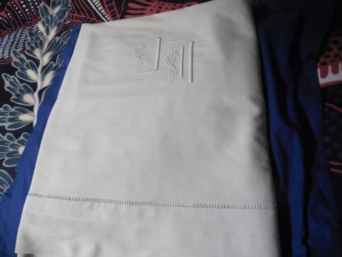 Ancien drap metis blanc - drap,