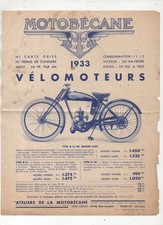 (motorcycle), old advertising papers MOTOBECANE mopeds 1933 (P46392)