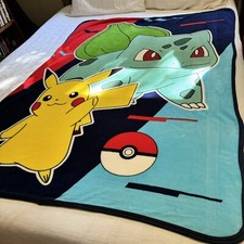 Franco Pokemon Anime Pikachu & Bulbasaur Kids Bedding Soft Micro Throw 47x62”
