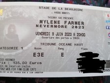 Mylène FARMER NANTES 9 juillet 3 places cat 1 accès E3E tribune océan haut 