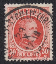 1922-1925 le roi Albert TIMBRE 30c Belgique rouge oblitéré