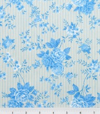 BLUE FLORAL ROSES VALANCE  LOW