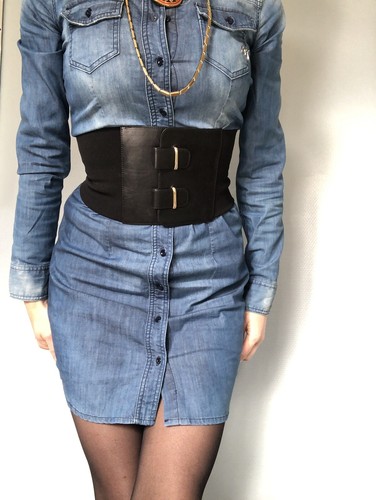 Ceinture corset cuir noir - ceinture,