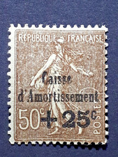 TIMBRE CAISSE D'AMORTISSEMENT semeuse 25c/50c N°267 NEUF * brun
