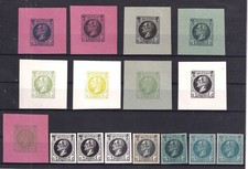 BELGIQUE Essais de couleur sans faciale pour série Léopold 1er 1865 16 timbres**