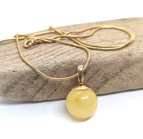 Pendentif ambre plaqué - , or