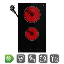 Plaque Electrique 30cm 3 kW 2 Zones de cuisson 9 niveaux de puissance