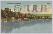 Lake Nuangola Luzerne County Pennsylvania Linen Postcard