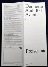 Audi 100 C4 Avant, also Quattro and S4, price list as of 09/06/1992