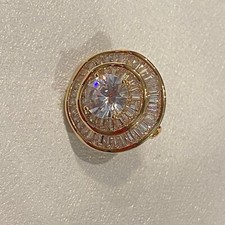 18k Gold Filled Brooch Pin made w Swarovski Diamond Solitaire Bridal Jewelry