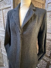 Manteau 36 tweed 100% laine & cachemire JIGSAW femme chiné gris noir