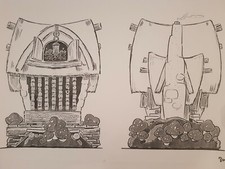 1992 Eurodisney Disney land Paris Original Concept Art Parade PROP Blueprint Cel