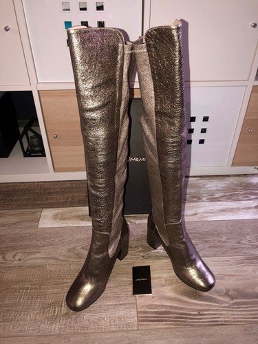 Bottes cuir argent - cuir, métalisé