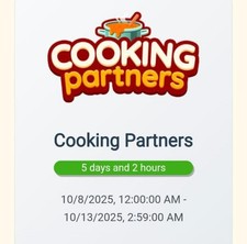 Cooking partner PARTNER EVENT  - 80k points ⚡ instant complete