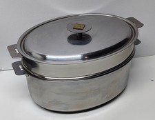 Vintage Cristel France Stainless Steel Large Oval Roaster Steamer W/Lid