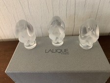 Lalique Crystal 3 Monkey Set