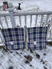 Vintage Folding Aluminum Chaise Lounge Lawn Beach Chairs Blue White Plaid (2)
